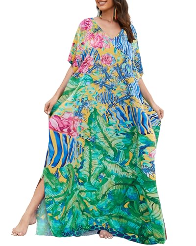 Bsubseach Kaftan Kleider für Frauen Lange Badeanzug Abdeckung Plus Größe Caftans Strand Badeanzug Abdeckung Ups Meereswelt von Bsubseach