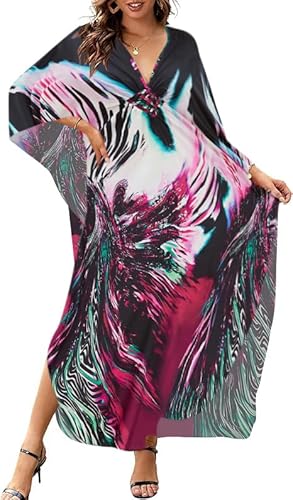 Bsubseach Kaftan Kleider für Frauen Plus Größe Kaftane Lange Strand Badeanzug Cover Up Sommer Loungewear Feuerwerk von Bsubseach