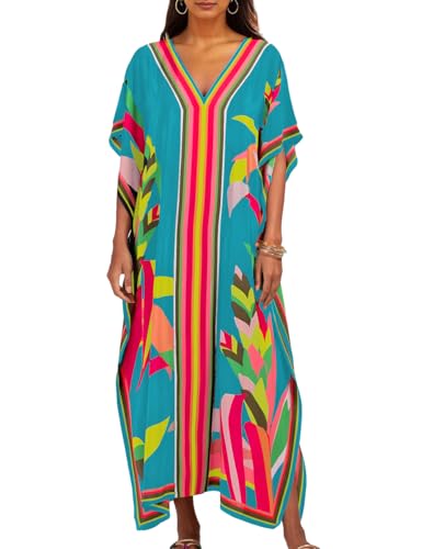 Bsubseach Kaftan Kleider für Frauen Plus Größe Strand Cover Up Kaftan Kleid Badeanzug Coverup Sommer Outfits Himmelblau von Bsubseach