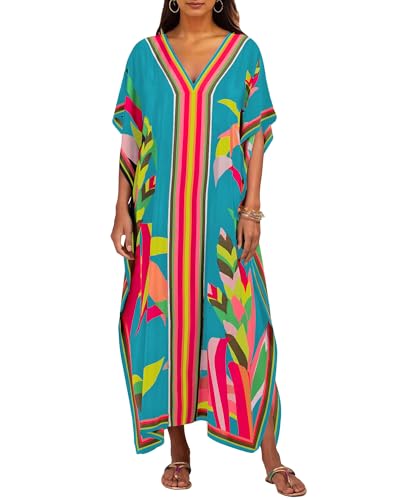 Bsubseach Kaftan Kleider für Frauen Plus Größe Strand Cover Up Kaftan Kleid Badeanzug Coverup Sommer Outfits Himmelblau von Bsubseach