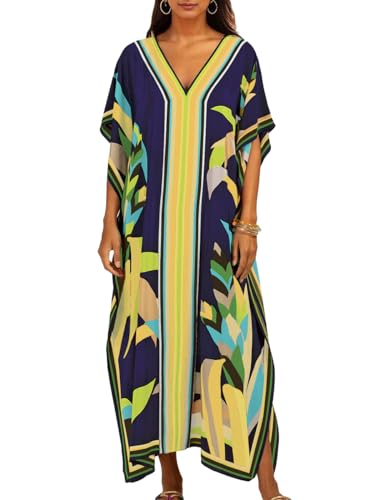 Bsubseach Kaftan Kleider für Frauen Plus Größe Strand Cover Up Kaftan Kleid Badeanzug Coverup Sommer Outfits Royal Blau von Bsubseach