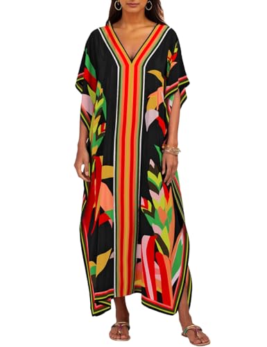 Bsubseach Kaftan Kleider für Frauen Plus Größe Strand Cover Up Kaftan Kleid Badeanzug Coverup Sommer Outfits Schwarz von Bsubseach