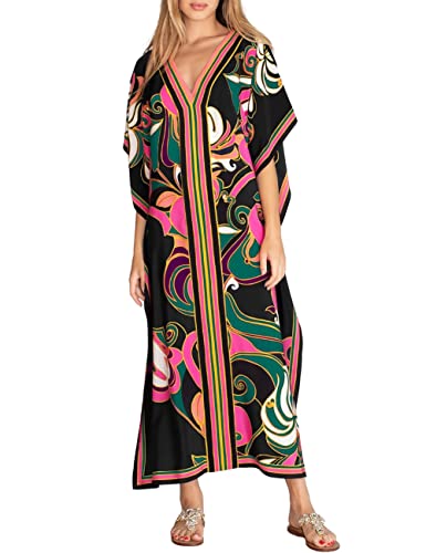 Bsubseach Kaftan Kleider für Frauen Plus Größe Strand Cover Up Kaftan Kleid Badeanzug Coverup Sommer Outfits Schwarz von Bsubseach