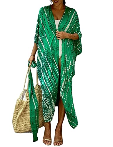 Bsubseach Kimono Badeanzug Cover Ups für Damen Strickjacken Plus Size Strand Coverups für Badeanzüge Grün von Bsubseach