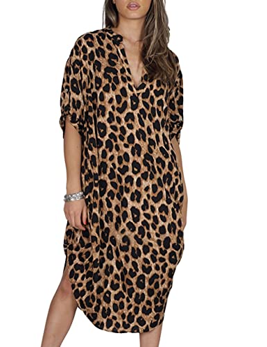 Bsubseach Leopard Kaftan Kleider für Frauen Plus Größe Badeanzug Cover Ups Casual Kaftan Kleid von Bsubseach