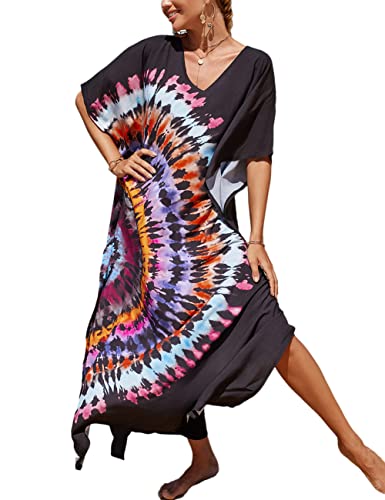 Bsubseach Plus Größe Badeanzug Cover Up Bunte Kaftan Kleid für Frauen Lange Bikini Coverup von Bsubseach