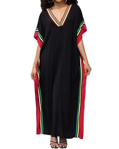Bsubseach Schlangenmuster Strand Kaftan Kleid Sommer Halbe Ärmel Badeanzug Cover Up Bademode Farbig Gestreift von Bsubseach