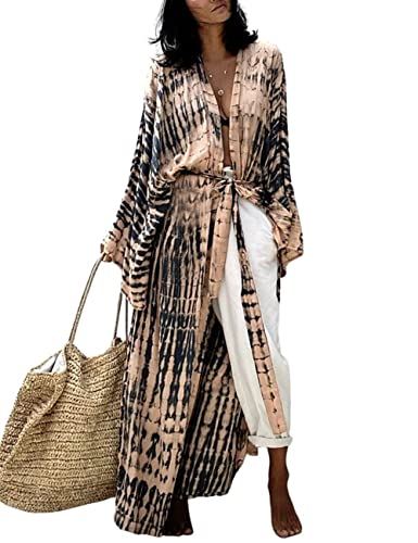 Bsubseach Sexy Badeanzug Cover Ups für Frauen Strand Kimono Strickjacke Schwimmen Coverup Resort Tragen Apricot von Bsubseach