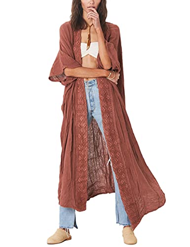 Bsubseach Stickerei Open Front Strandponcho für Damen Halbarm Bikini Beach Kimono Cardigan von Bsubseach