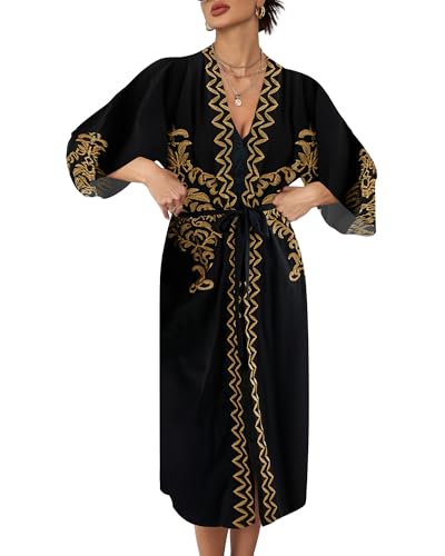 Bsubseach Strand Coverup für Frauen Kimono Strickjacken Cover Ups für Bademode Sommer Outfits Stickerei Schwarz von Bsubseach