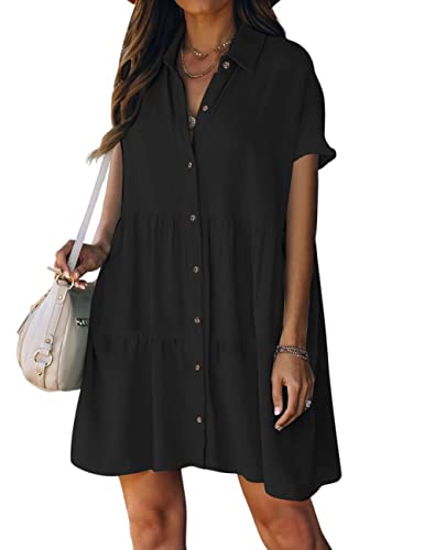 Bsubseach Strand Coverups für Frauen Button Down Kleid Badeanzug Cover Up Resort Freizeitkleidung Urlaubs Outfit Schwarz M von Bsubseach