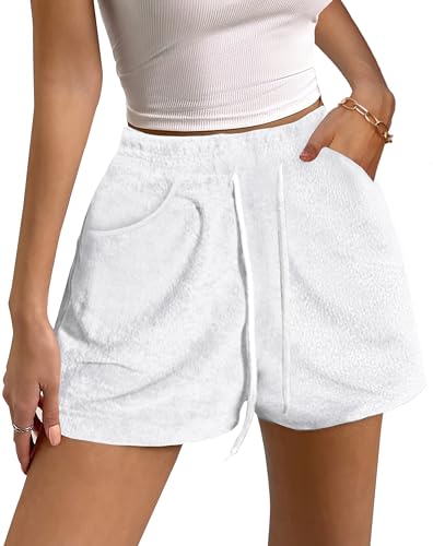 Bsubseach Womens Swim Shorts mit Taschen Drawstring Casual Beach Shorts Sommer Badeanzug Cover Up Urlaub Outfit weiß XXL von Bsubseach