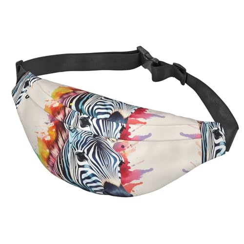 Bauchtasche für Damen und Herren, wasserdichte Gürteltasche mit verstellbarem Gürtel, lässige Umhängetasche, Reise-Hüfttasche für Sport, Laufen, Radfahren, Buntes Zebra-Gemäl, Einheitsgröße Bauchtasche für Damen und Herren, wasserdichte Gürteltasche mit verstellbarem Gürtel, lässige Umhängetasche, Reise-Hüfttasche für Sport, Laufen, Radfahren, Buntes Zebra-Gemäl, Einheitsgröße von Btcowzrv