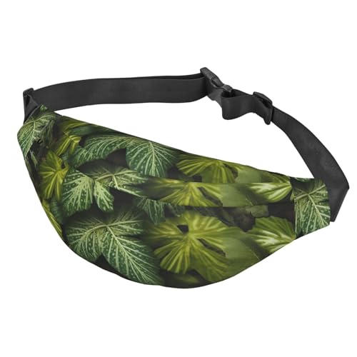 Bauchtasche mit buntem Papageien-Motiv, für Damen und Herren, wasserdichte Gürteltasche mit verstellbarem Gürtel, lässige Umhängetasche, Reise-Hüfttasche für Sport, Laufen, Radfahren, Grüne Blätter Bauchtasche mit buntem Papageien-Motiv, für Damen und Herren, wasserdichte Gürteltasche mit verstellbarem Gürtel, lässige Umhängetasche, Reise-Hüfttasche für Sport, Laufen, Radfahren, Grüne Blätter von Btcowzrv