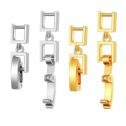 Btgghytr 4 Stück Schmuck-Verlängerungen für Halskettenverlängerung, massives Kupfer, Kettenverbinder, einfach zu bedienen, kompakter Schmuckverschluss von Btgghytr