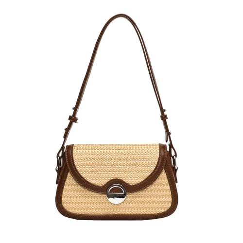 Btgghytr All-Matching Crossbody-Tasche für Frauen Retro Handtasche Stroh Strandtasche Umhängetasche handgewebte Botenbeutel von Btgghytr