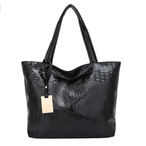 Btgghytr Damen Umhängetasche mit Alligatormuster, PU-Leder, Metallic-Look, großes Fassungsvermögen, lässige Partys, Handtasche, von Btgghytr