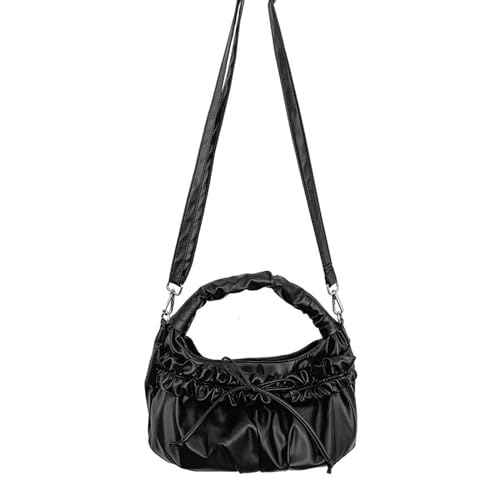 Btgghytr Damen-Umhängetasche mit schönen Schleifen, PU-Leder, Umhängetasche, ästhetische Handtasche, gerüschte von Btgghytr