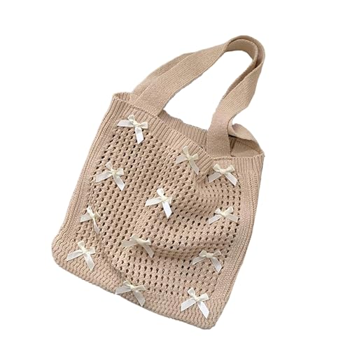 Btgghytr Einzigartige Bögen Mesh Strick -Umhängetasche mit Bohomian -Ästhetik große Kapazität Unterarmtaschen für Freizeit- von Btgghytr