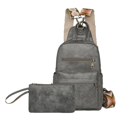 Btgghytr Elegante Damen-Umhängetasche, geräumige Brusttasche und Make-up-Taschen-Set, PU-Leder-Rucksack für den täglichen von Btgghytr