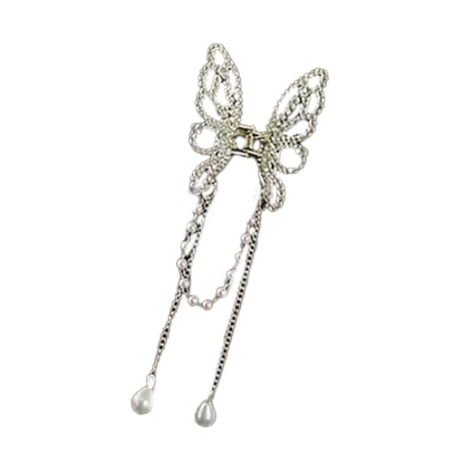 Btgghytr Elegante Metall-Haarspange mit Perlen und Quasten, Haarzubehör, Schmetterlingsform, Haarteile für Damen, Haarstyling-Clips für Damen und Mädchen Btgghytr Elegante Metall-Haarspange mit Perlen und Quasten, Haarzubehör, Schmetterlingsform, Haarteile für Damen, Haarstyling-Clips für Damen und Mädchen von Btgghytr