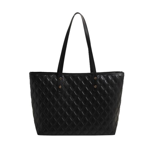 Btgghytr Elegante Umhängetasche, modisch, einfarbig, gesteppt, Diamantgitter, PU-Leder, Reißverschluss, Handtasche, große von Btgghytr