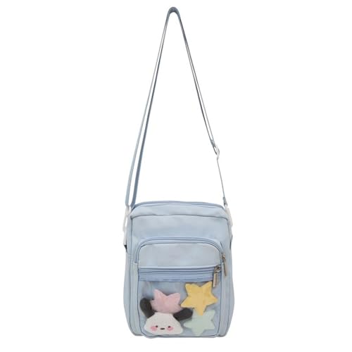 Btgghytr Frauen Japanische Schule Mädchen Kleine Umhängetasche Student Anime Pin Display Klar Fenster Nylon Schulter Tasche von Btgghytr