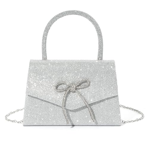 Btgghytr Glitzernde Banketttasche für Frauen Mädchen Hochzeit Handtasche Geldbeutel Kettenband -Umhängetasche Abendtasche von Btgghytr