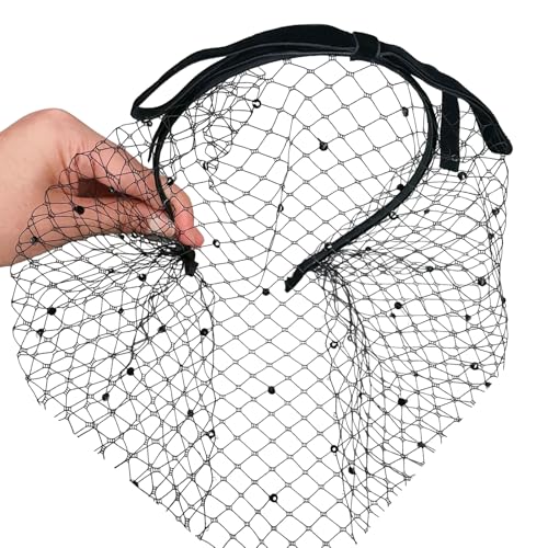 Btgghytr Haarband für Damen und Mädchen, Schleife, Schleier, 20er-Jahre, Flapper-Stirnband für Themen-Events, Verkleidungen, Kopfschmuck, niedliches Haarband, Haar-Accessoires von Btgghytr