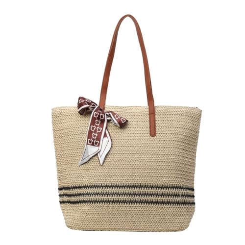 Btgghytr Handgefertigte Strandtasche für Damen, modische Stroh-Umhängetasche, große Kapazität, Rattan-Handtasche, von Btgghytr