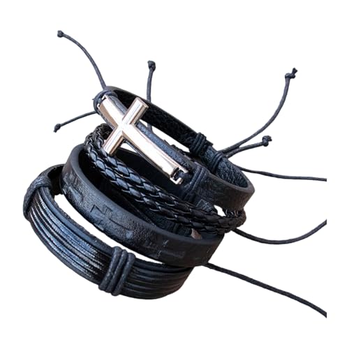 Btgghytr Handgefertigtes Lederband, mehrlagig, Schmuck, Textur, Geschenk für Damen und Herren, geflochtenes Leder, religiös, 4 Stück, Einheitsgröße, Wie beschrieben Btgghytr Handgefertigtes Lederband, mehrlagig, Schmuck, Textur, Geschenk für Damen und Herren, geflochtenes Leder, religiös, 4 Stück, Einheitsgröße, Wie beschrieben von Btgghytr