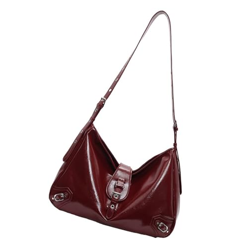 Btgghytr Klassische Vintage-Umhängetasche mit Punk-Schnalle und verstellbarem Riemen für Damen, PU-Leder, große Btgghytr Klassische Vintage-Umhängetasche mit Punk-Schnalle und verstellbarem Riemen für Damen, PU-Leder, große von Btgghytr