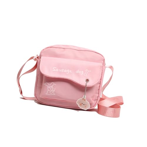 Btgghytr Koreanische ästhetische Handytasche, kleine Nylon-Umhängetasche mit Reißverschluss und Schlüsselanhänger-Anhänger für von Btgghytr