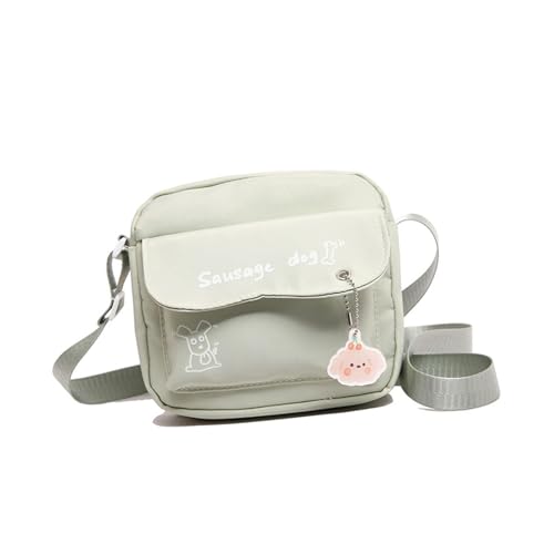 Btgghytr Koreanische ästhetische Handytasche, kleine Nylon-Umhängetasche mit Reißverschluss und Schlüsselanhänger-Anhänger für von Btgghytr