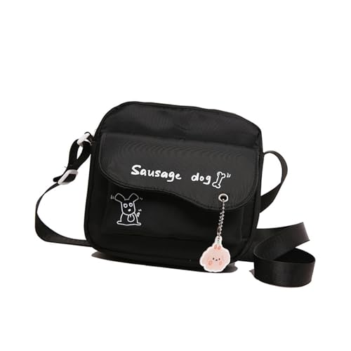 Btgghytr Koreanische ästhetische Handytasche, kleine Nylon-Umhängetasche mit Reißverschluss und Schlüsselanhänger-Anhänger für von Btgghytr