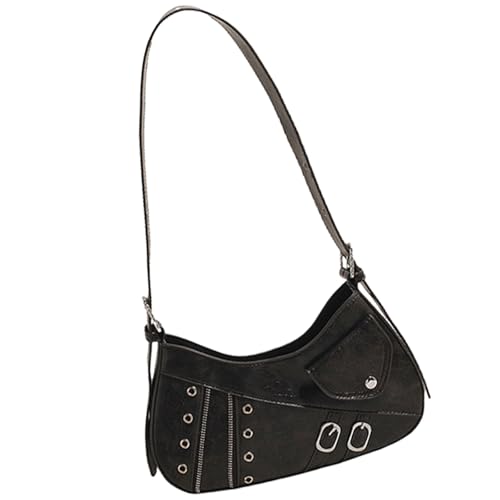 Btgghytr Mehrzweck-Umhängetasche aus PU-Leder für Damen, Punk-Ösen, Umhängetasche, Unterarmtasche, verstellbarer Riemen, Btgghytr Mehrzweck-Umhängetasche aus PU-Leder für Damen, Punk-Ösen, Umhängetasche, Unterarmtasche, verstellbarer Riemen, von Btgghytr