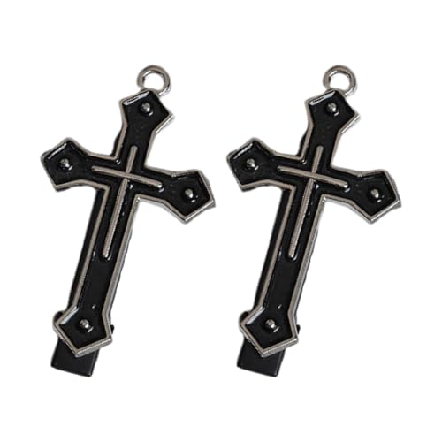 Btgghytr Metallkreuze Haarspange Dunkle Balletcore Kreuze Dunkle Flache Klammer Halloween Haarnadel Dunkle Elegante Haarspange Haarstyling Clips für Frauen und Mädchen von Btgghytr
