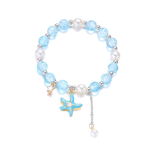 Btgghytr Minimalistischer Seestern-Muschel-Anhänger, zierliche Perlen-Handkette, Schmuck, stilvolles Accessoire, handgefertigtes Geschenk für Mädchen, Kommunionsgeschenk, Einheitsgröße, Wie von Btgghytr