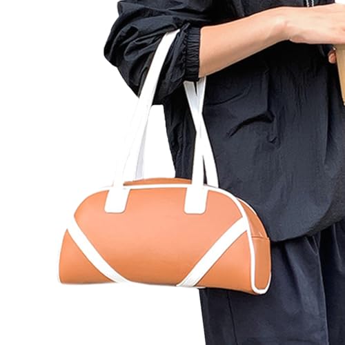 Btgghytr Moderne kontrastfarbene Umhängetasche aus PU-Leder mit geräumigem Innenraum für unverzichtbare Damen-Unterarmtasche von Btgghytr