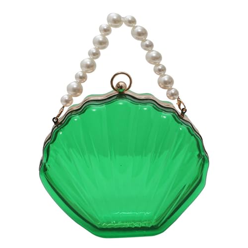 Btgghytr Modische transparente Handtasche für Damen, transparente Messenger-Tasche, Muschelform, Umhängetasche, Perlenkette, von Btgghytr