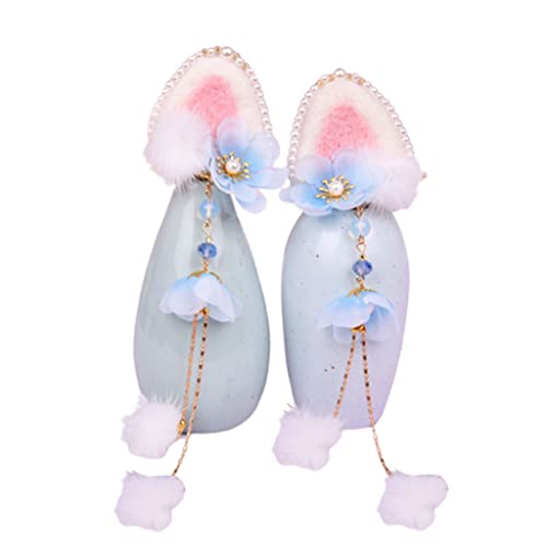 Btgghytr Ohrenähnliche Haarspangen mit Quasten, Plüsch-Anhänger, Kinder, Neujahr, Weihnachten, Party, Kostüm, Haar-Styling-Clips für Frauen und Mädchen, 2 Stück von Btgghytr