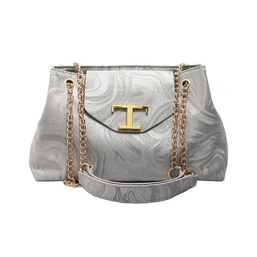 Btgghytr PU-Leder-Umhängetasche mit Metallverzierung, verstellbarer Kettenriemen, großes Fassungsvermögen, Umhängetasche, von Btgghytr