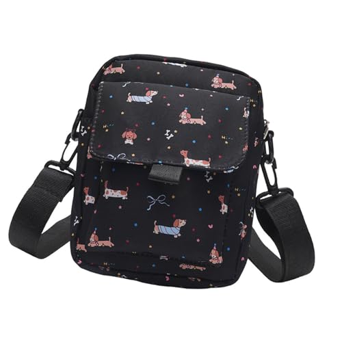 Btgghytr Quadratische Handytasche mit Cartoon-Dackel-Muster, japanische kleine Umhängetasche mit Reißverschluss für den von Btgghytr