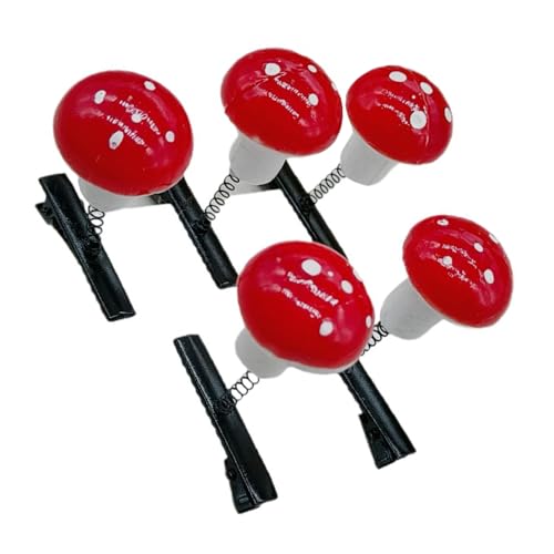 Btgghytr Schöne Pilz-Haarspangen für Kinder, kleine Kunststoff-Haarspangen für Kinder, Haarstyling-Clips für Damen und Mädchen, 5 Stück von Btgghytr