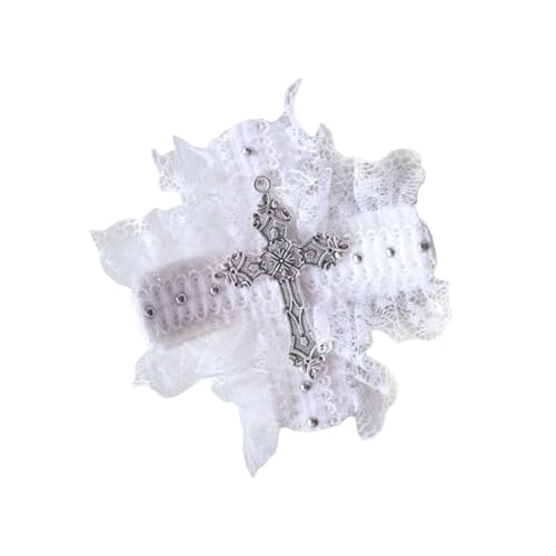 Btgghytr Spitzen-Haarspange, dunkle Balletcore-Kreuze, dunkle flache Haarspange, Halloween-Haarnadel, dunkel, elegante Haarspange, Haarstyling-Clips für Frauen und Mädchen von Btgghytr