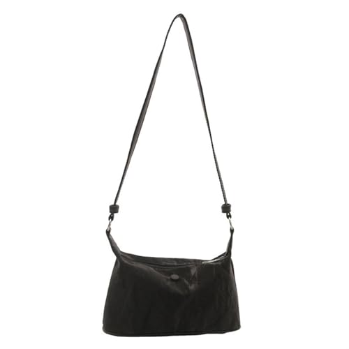 Btgghytr Stilvolle, schlichte, einfarbige Umhängetasche mit Reißverschluss, modische Eimertasche aus PU-Leder, Umhängetasche von Btgghytr