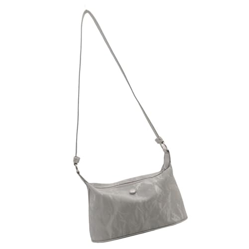 Btgghytr Stilvolle, schlichte, einfarbige Umhängetasche mit Reißverschluss, modische Eimertasche aus PU-Leder, Umhängetasche von Btgghytr