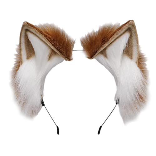 Btgghytr Stirnband für Damen und Mädchen, Anime-Plüsch, pelzig, Neko-Ohr-Stirnband, handgefertigt, Lolita-Haarreifen, Partyzubehör, niedliches Haarband von Btgghytr