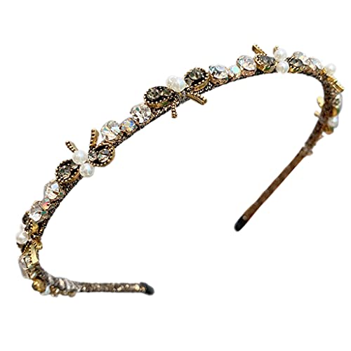 Btgghytr Stirnband für Damen und Mädchen, Perlen, Wellen, Stirnbänder, elegant, Prinzessinnen-Diadem mit Strass, Schleifen, Haarschmuck, niedliches Haarband, Haar-Accessoires Btgghytr Stirnband für Damen und Mädchen, Perlen, Wellen, Stirnbänder, elegant, Prinzessinnen-Diadem mit Strass, Schleifen, Haarschmuck, niedliches Haarband, Haar-Accessoires von Btgghytr