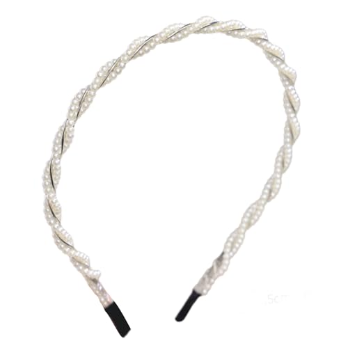 Btgghytr Stirnband für Damen und Mädchen, geflochtenes Design, Perlen, Haarband, bequemes Stirnband, Cosplay, Haarzubehör für Hochzeiten, Partys oder Freizeitausflüge, niedliches Haarband, Haarschmuck von Btgghytr